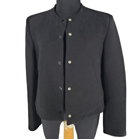 Sandro Paris Black Ribbed Cropped Jacket Minimalist Capsule Wardrobe Classic - Picture 13 of 13